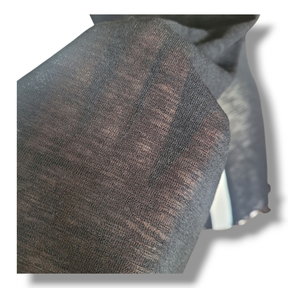MCM Black/Tan Partially Sheer Long Sleeve Tunic with Décolleté Neckline. Size M - Picture 6 of 11